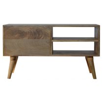 Tufa Wooden Diamond Carved TV Stand In Oak Ish With 2 Drawers