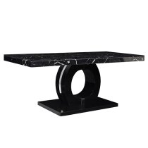 Halo High Gloss Coffee Table In Black And Milano Marble Effect