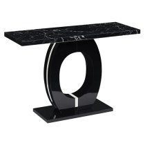 Halo High Gloss Console Table In Black And Milano Marble Effect