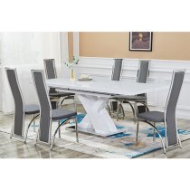 Axara Large Extending High Gloss Dining Table In White