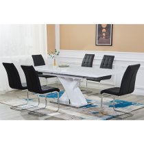 Axara Large Extending High Gloss Dining Table In White