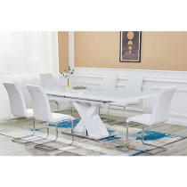 Axara Large Extending High Gloss Dining Table In White