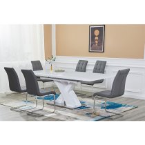 Axara Large Extending High Gloss Dining Table In White