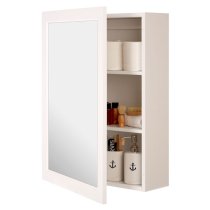 Zennor Mirrored Wall Cabinet In White With 2 Inner Shelves