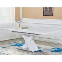 Axara Large Extending White Dining Table 6 Chicago White Chairs