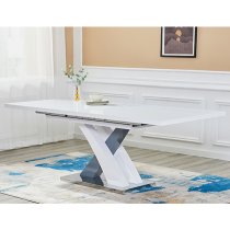 Axara Large Extending Grey Dining Table 6 Chicago White Chairs