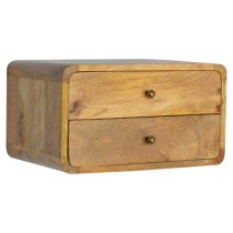 Bacon Wooden Wall Hung Bedside Cabinet In Oak Ish With 2 Drawers