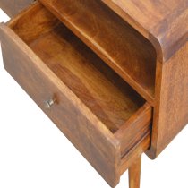 Bacon Wooden Curved TV Stand In Chestnut With 2 Drawers