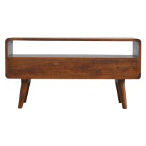 Bacon Wooden Curved TV Stand In Chestnut With 2 Drawers