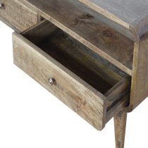 Bacon Wooden Curved TV Stand In Grey Washed With 2 Drawers