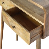 Bacon Wooden Curved Console Table In Oak Ish With 2 Drawers