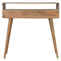 Bacon Wooden Curved Console Table In Oak Ish With 2 Drawers