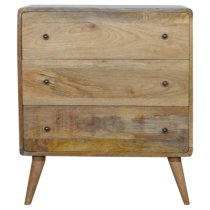 Bacon Wooden Curved Chest Of Drawers In Oak Ish With 3 Drawers