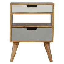 Nobly Wooden Cut Out Bedside Cabinet In Grey And White