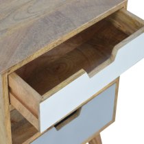 Nobly Wooden Cut Out Bedside Cabinet In Grey And White