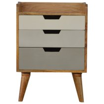 Nobly Wooden Gradient Bedside Cabinet In Grey And White