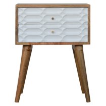 Tufa Wooden Capsule Carved Bedside Cabinet In Oak White 2 Drawer