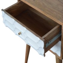 Tufa Wooden Capsule Carved Bedside Cabinet In Oak White 2 Drawer