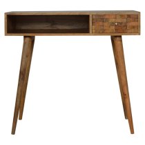 Tufa Wooden Tile Carved Study Desk In Oak Ish