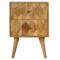 Tufa Wooden Pineapple Carved Bedside Cabinet In Oak Ish