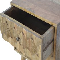 Tufa Wooden Pineapple Carved Bedside Cabinet In Oak Ish