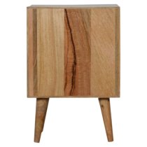 Tufa Wooden Geometric Carved Bedside Cabinet In Oak Ish And Grey