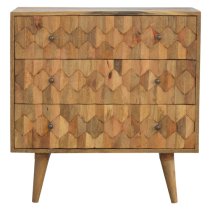 Tufa Wooden Pineapple Carved Chest Of 3 Drawers In Oak Ish