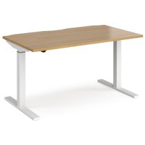 Elev 1400mm Electric Height Adjustable Desk In Oak And White