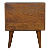 Tufa Wooden Prism Carved Bedside Cabinet In Chestnut 2 Drawers