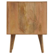 Tophi Wooden Line Carving Bedside Cabinet In Oak Ish 2 Drawers