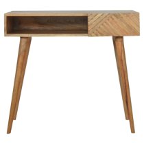 Tophi Wooden Line Carving Study Desk In Oak Ish