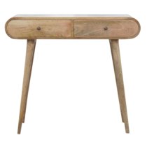 Vary Wooden Circular Console Table In Oak Ish With 2 Drawer