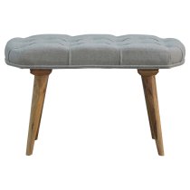 Aqua Fabric Deep Button Hallway Bench In Grey Tweed And Oak Ish