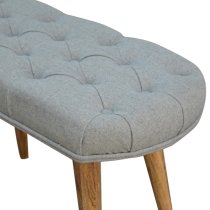 Aqua Fabric Deep Button Hallway Bench In Grey Tweed And Oak Ish