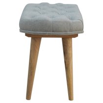 Aqua Fabric Deep Button Hallway Bench In Grey Tweed And Oak Ish