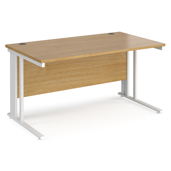 Melor 1400mm Cable Managed Computer Desk In Oak And White