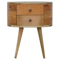 Lasix Wooden Circular Bedside Cabinet In Oak Ish With 2 Drawers