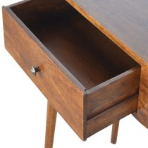 Lasix Wooden Circular Console Table In Chestnut With 1 Drawer