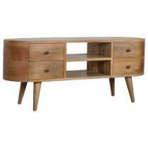 Lasix Wooden Circular TV Stand In Oak Ish With 4 Drawers