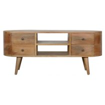 Lasix Wooden Circular TV Stand In Oak Ish With 4 Drawers