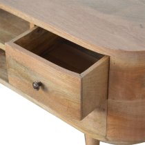 Lasix Wooden Circular TV Stand In Oak Ish With 4 Drawers