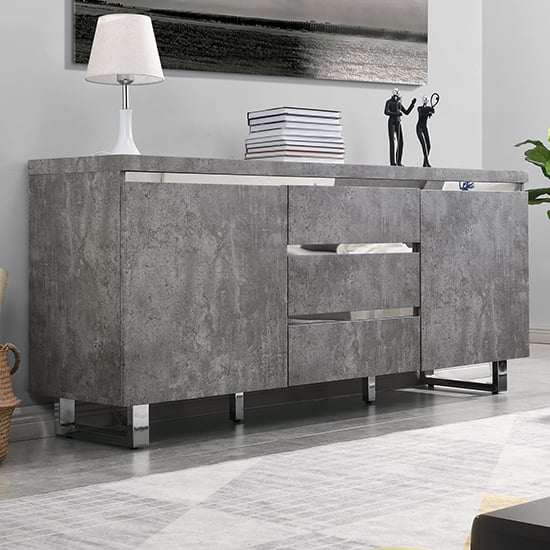 Sydney Large Sideboard With 2 Door 3 Drawer In Concrete Effect