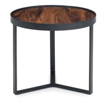 Lamis Wooden Lamp Table In Walnut With Black Metal Base