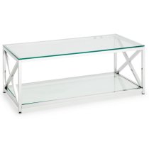 Maemi Glass Coffee Table With Chrome Stainless Steel Frame