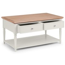 Pacari Coffee Table In Limed Oak And Grey With 2 Drawers