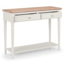 Pacari Console Table In Limed Oak And Grey With 2 Drawers