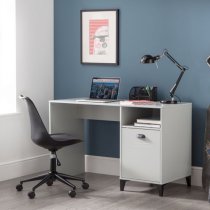 Laasya Wooden Computer Desk In Grey With 1 Door