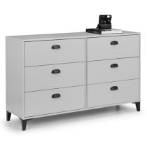 Laasya Wooden Chest Of Drawers In Grey With 6 Drawers