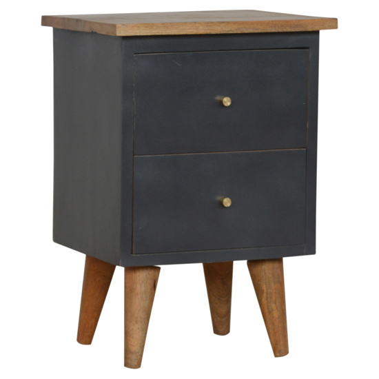 Berth Wooden Bedside Cabinet In Midnight Blue Painted And Oak