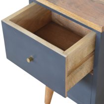 Berth Wooden Bedside Cabinet In Midnight Blue Painted And Oak